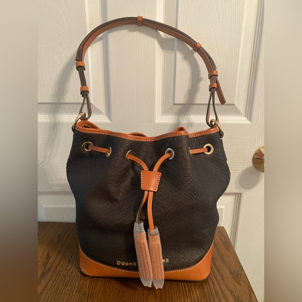 Dooney & Bourke brown and Tan Bucket Bag